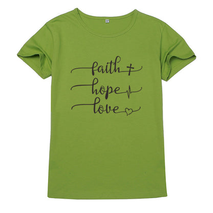 Women’s Letter Print Short Sleeve T-Shirt – 100% Cotton Casual Loose Fit