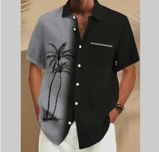 Men's Striped Dinosaur Print Shirt – Short Sleeve Casual Cardigan Style