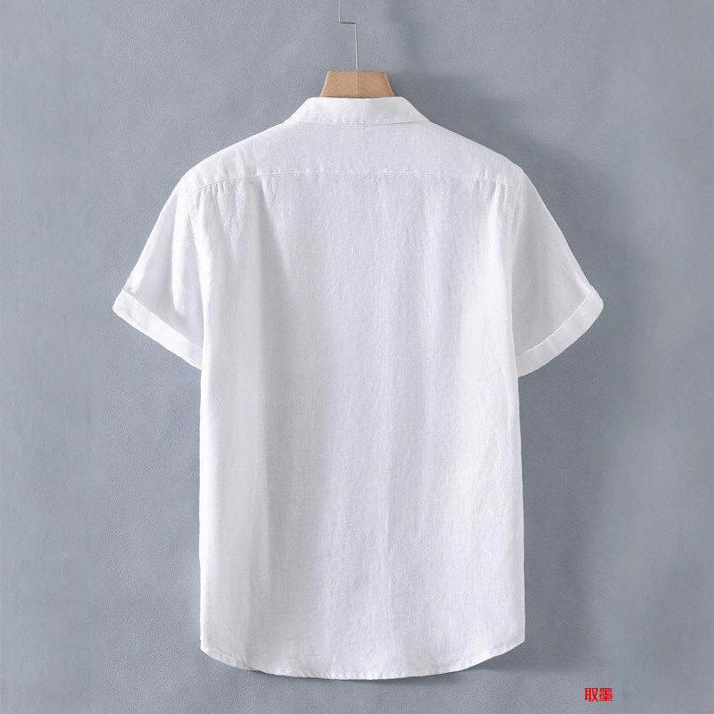 Loose Casual Linen Short-Sleeved Men’s Shirt – Breathable Summer Cardigan