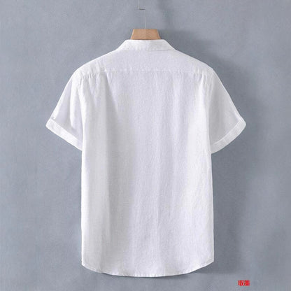 Loose Casual Linen Short-Sleeved Men’s Shirt – Breathable Summer Cardigan