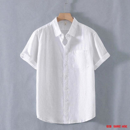 Loose Casual Linen Short-Sleeved Men’s Shirt – Breathable Summer Cardigan