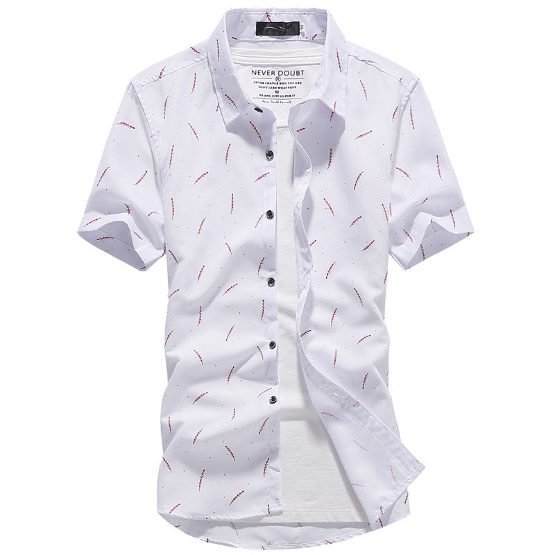 Men's Korean Style Slim Fit Floral Shirt – Short Sleeve Chiffon Cardigan