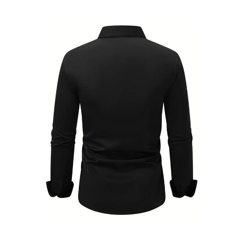 Men’s Long Sleeve Vacation Shirt – Button-Down Lapel Casual Top
