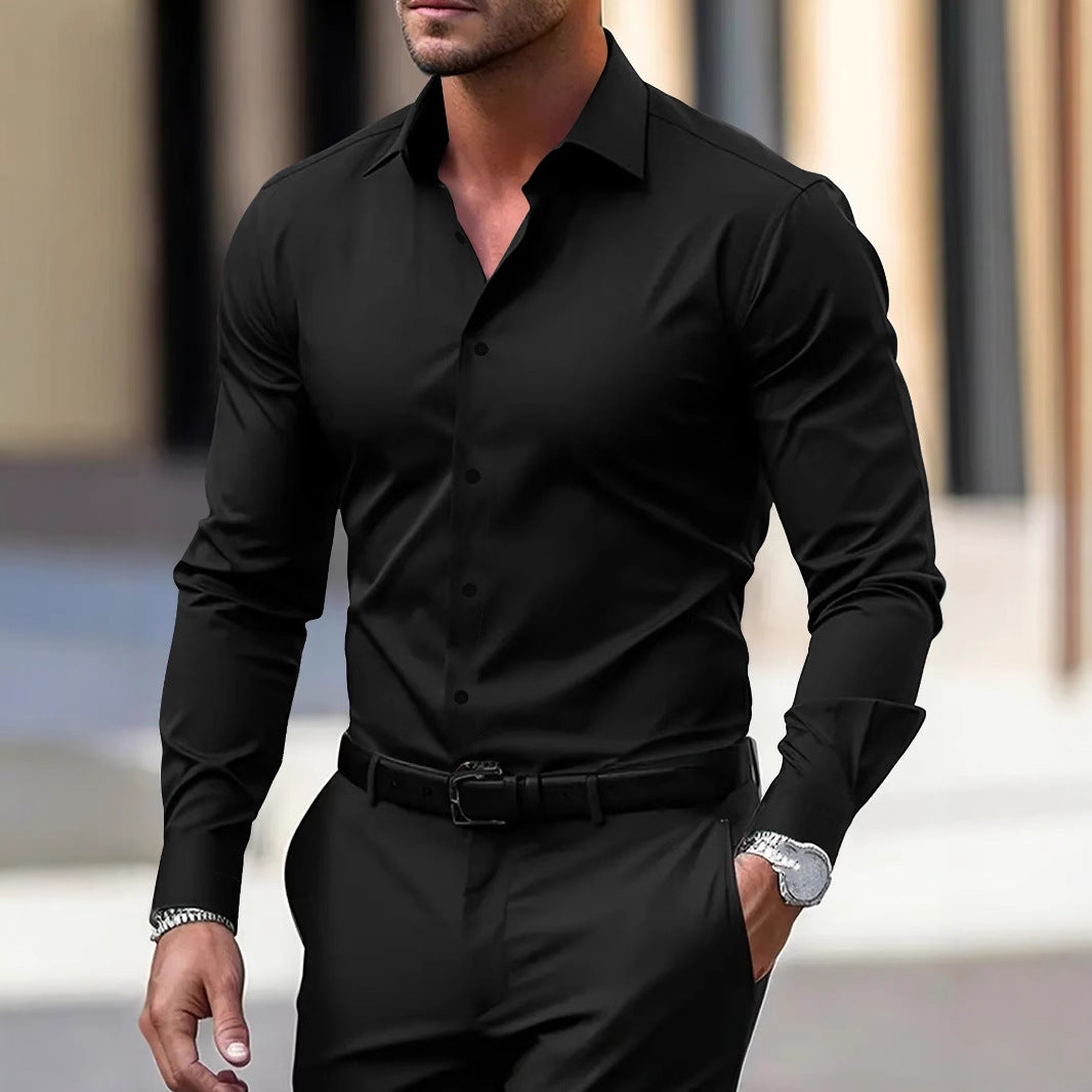 Men’s Long Sleeve Vacation Shirt – Button-Down Lapel Casual Top