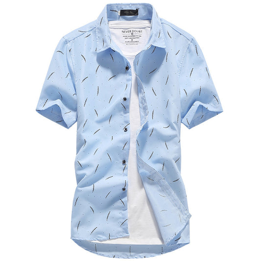 Men's Korean Style Slim Fit Floral Shirt – Short Sleeve Chiffon Cardigan
