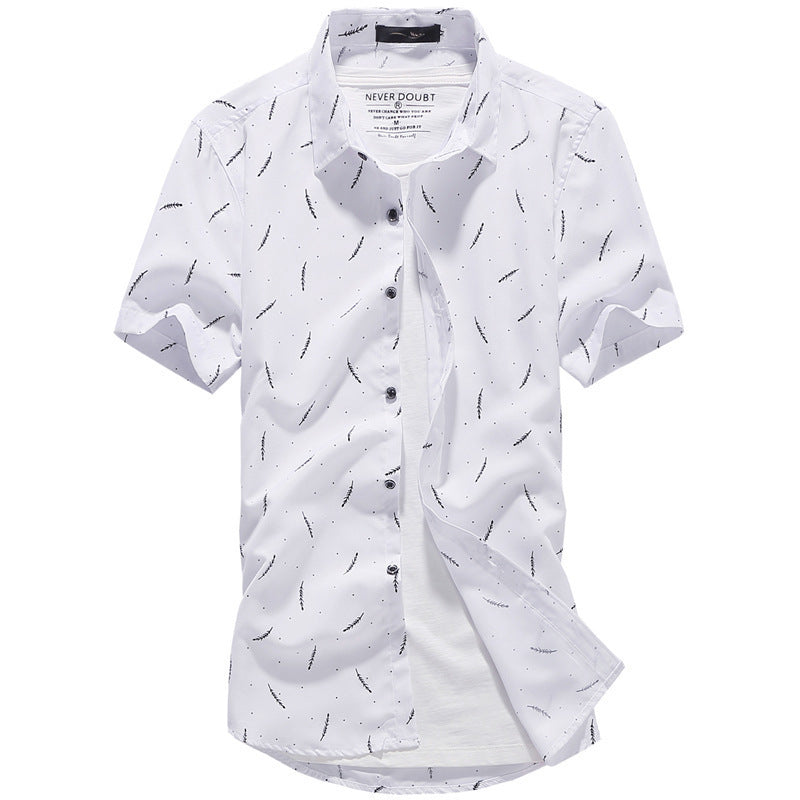 Men's Korean Style Slim Fit Floral Shirt – Short Sleeve Chiffon Cardigan
